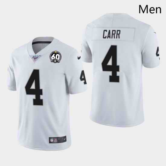 Men Oakland Raiders 4 Derek Carr 60th Anniversary Vapor Limited Jersey   White